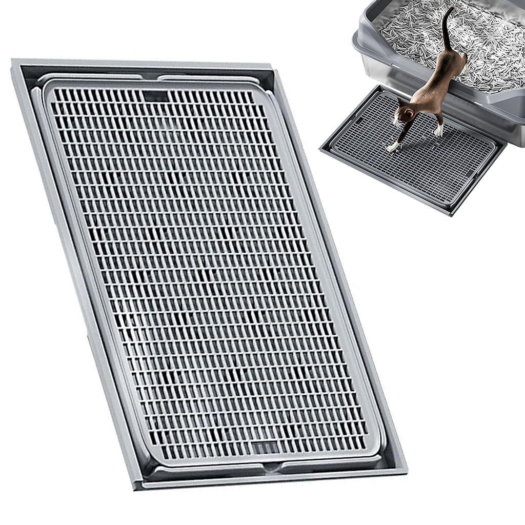 Qpets Cat Litter Tray, Layer Detachable Cats Litter Box, Mesh Grid Cat Litter Catching Tray for Cat Litter Bin Cat Waste Tray Cat Litter Collection Tray (42cmx28.5cm) Qpets Cat Litter Tray, Layer Detachable Cats Litter Box, Mesh Grid Cat Litter Catching Tray for Cat Litter Bin Cat Waste Tray Cat Litter Collection Tray (42cmx28.5cm)